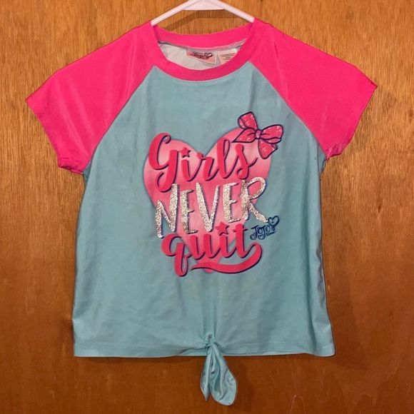 •JOJO SIWA• rashguard “GIRLS NEVER QUIT” size 10/12 - Picture 5 of 5